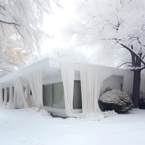 picture of tiny house covered under snow